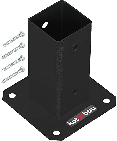 KOTARBAU® Manicotto da avvitare, 60 x 60 mm, pali quadrati in legno, manicotto per recinzione, piastra di base, ancora, zincato a caldo, verniciato a polvere