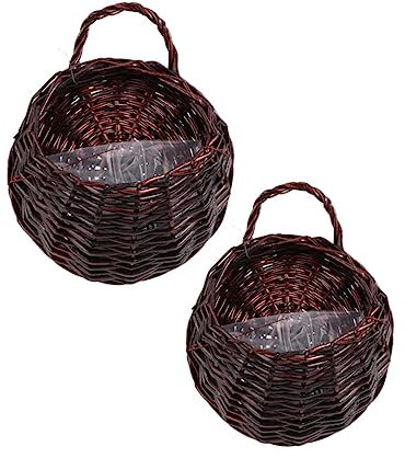 Yardwe 2piezas Cestas De Ratán para Colgar Pared De Unidades Maceteros Tejidos Decorativos Almacenamiento Multifuncional para Hogar Sala y Oficina Design Cálido y Duradero