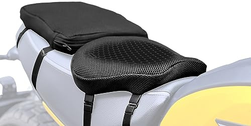 Motorcycle Gel seat Cushion Front and Rear Combo Kit－Soft Rubber Material Motorcycle Seat Cushion Pad, Cool and Breathable Travel Seat Cushion, Honeycomb Structure Seat Cushion，with seat Cover