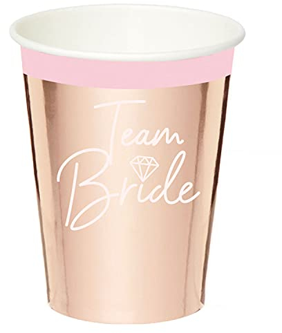 amscan- Gobelets en Carton pour Enterrement de Vie de Jeune Fille-Or Rose 8 Paquet, 9909893-66, Mehrfarbig