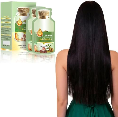 Natürliche Pflanzenhaarfarbe, neue botanische Blasen-Haarfarbe, reiner Pflanzenextrakt für graue Haarfarbe, Blasenfärbemittel, pflanzliche Haarfarbe, 3-in-1-Haarfärbe-Shampoo für Frauen und Männer