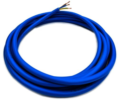 HDIUK 15 Metres Coil Blue Arctic Grade 4mm² Rated Upto 230V 32A BS6500 3-Core Mains Flex Cable. Twin L+N and Earth