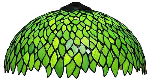 AIBOTY 16 Zoll Tulpe Lampenschirm Ersatz, Tiffany Stil Blumen Buntglas Lampenschirm Nur Für Tischlampen Pendelleuchten Stehleuchten Stehleuchte,Grün