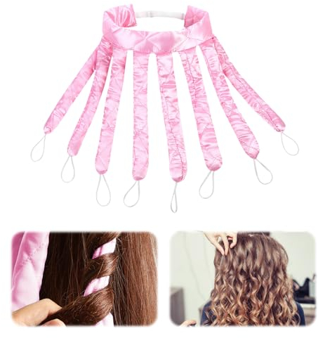 FURREN Octopus Heatless Lockenwickler Oktopus Heatless Curls Octopus Hair Curler Heatless Curlers Headband Lockenwickler für Die Nacht Hitzefreie Locken Ohne Hitze für Lange Haare-Rosa