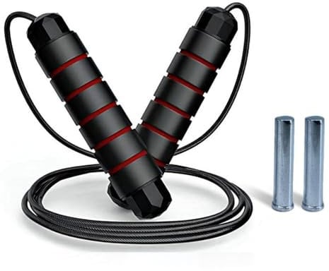 SPOMALKA Springseil Erwachsene Fitness mit Gewicht - Verstellbares Springseil Ohne Verwickeln - für Muskelaufbau, Abnehmen, CrossFit, Boxen, Speed & Ausdauer, Bodybuilding & MMA (Rot - 400g)