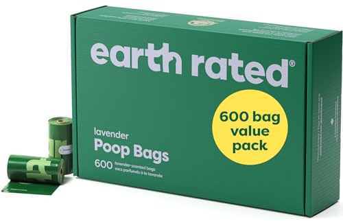 Earth Rated Hundekotbeutel Vorteilspackung, auslaufsichere und extra dicke Haustierkotbeutel für große und kleine Hunde, Nachfüllrollen, Lavendelduft, 600 Stück