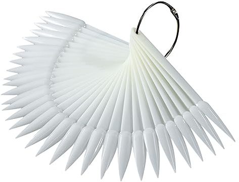 SOESFOUFU 50pcs Fan Shaped Nail Tips Palette Natural Color Nail Display Boards for Practice and Salon Use