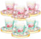 JarThenaAMCS 24Sets Tea Party Decorations 24 9oz Mint Green Pink Floral Paper Tea Cups with Handle and 24 5.5in Plates for Spring Tea Party Tableware Supplies