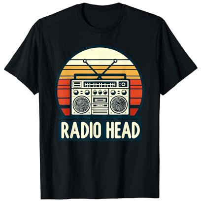 About All Tee Unisex Adults Retro Vintage Radio Head T-Shirt - Black - Small - Short Sleeve - Classic Fit - Crew Neck
