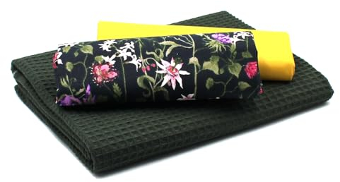 VmG-Store Waffelpique + Baumwollstoff Set farblich abgestimmt Waffel Stoff 100% Baumwollstoff Tex Standard 100 (Blumen Set65)