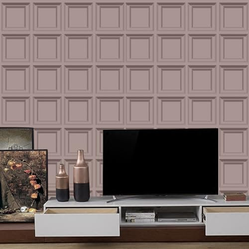 Baketron Panel Wallpaper Wood Panelling Wallpaper 3D Wood Panel Effect Wallpaper Retro Tartan Neutral Art Deco for Living Room Feature Wall Bedroom Ceilings