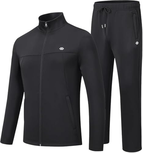 MoFiz Trainingsanzug Herren Jogginganzug Laufanzug Sportanzug für Outdoor Fußball Atmungsaktives Tracksuit Schwarz-C L