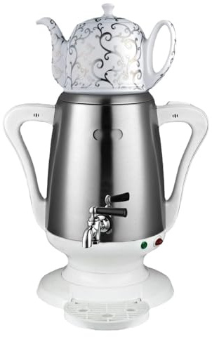 YZRDCXM Electric Turkish Coffee Maker, 4L Double Wall Stainless Steel Hot Water Kettle,Auto Shut Off & Boil Dry Protection,Turkey Coffee Maker Kettle with Anti Scald Handle, Electric Kettle(White)