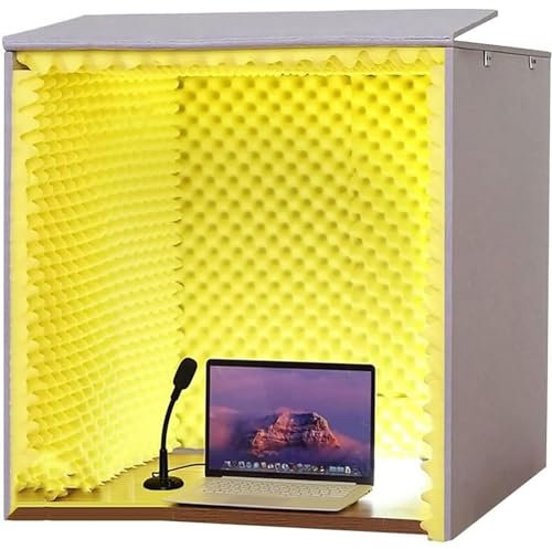 Portable Soundproof Booth, Big Space Desktop Soundproof Cover, Self Made Sound Booth Box, Microphone Soundproofing Acoustic Foam Panel, for Desktop Studio Vocal Audio Music Recording
