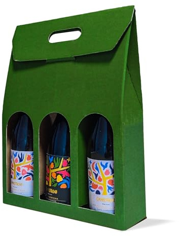 cubex professional 30 botelleros de cartón verde para 3 botellas de vino – Elegante y resistente, perfecto para regalos de Navidad y paquetes ecológicos de botellas de alta calidad