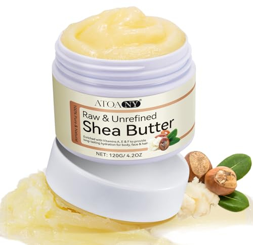 Sheabutter Unraffiniert Bio & Roh - 100% Reine Sheabutter Bio für Kosmetik, Körper & Haare, Natürliche Feuchtigkeitspflege, Vegan für alle Hauttypen 120g