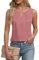 Camiseta Tirantes Mujer Top sin Mangas Sexy Cuello en V Hueco Redondo Blusas Verano Elegantes Chaleco Gasa Tank Top Mujer Rosa M