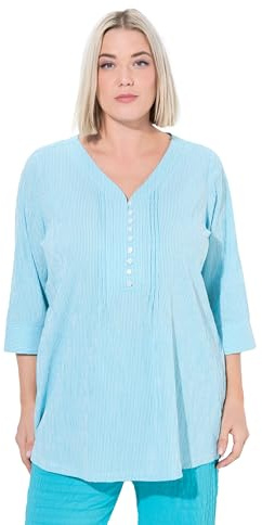 Ulla Popken Damen große Größen Übergrößen Plus Size Bubble-Tunika, Herzausschnitt, Biesen, 3/4-Arm