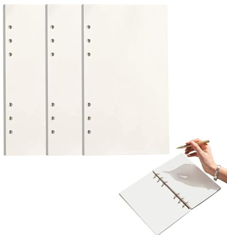 3 Packungen A5 Nachfüllpapier Blanko, 135 Blätter A5 Papier Nachfüllbare, 6 Löcher Refill Paper Ringbucheinlagen, 21x14.2 cm Papier Nachfülleinlagen für Filofax Notizbuch Skizze Einsätze