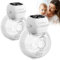 Breast Pump Electrical Hands Free, Electric Breast Pump w/12 Levels 4 Modes LED Display, Quite Rechargeable Wireless Portable Milk Pump Wearablewith 21mm/24mm Flanges(White 2PCS)