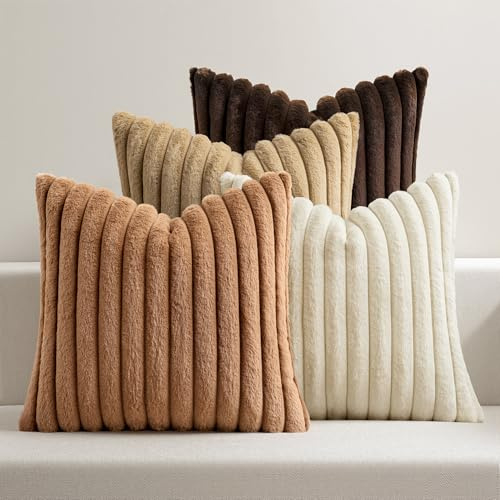 MIULEE Plüsch Kissenbezug 45x45 Kuschelkissen Flauschig Serie Caffè