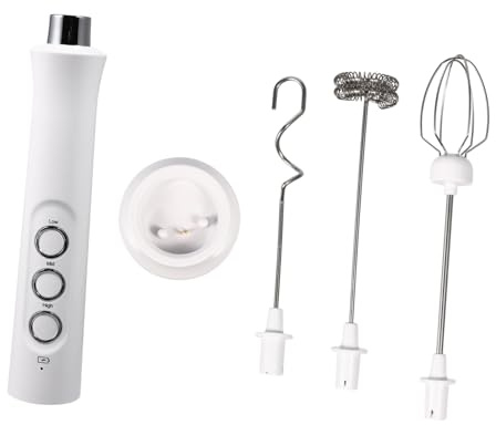 IMIKEYA Batidora Eléctrica de Mano Recargable Blanca Multifunción para Mezclar Batir Crema y Huevos Mezclador Portátil para Repostería y Cocina