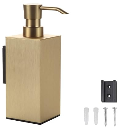 DAZI Seifenspender Schwarz, Nachfüllbarer Wandseifenspender, Premium Aluminium Rostfreier Handseifenspender für Badezimmer Küche Haus Hotel Dekor 240 ML (Wand Gold)