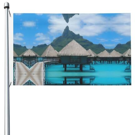 Drapeau de jardin double face Tahiti Beach à motifs, drapeau décoratif pour fêtes, porches, etc.