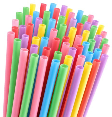 iJiGui 100 Pcs Sugarcane Straws, Reusable Straws(Colored) | for Cocktail, Juice, Milkshake, Soda, Plant Based, Random Colors