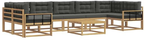vidaXL Outdoor-Sofagarnitur mit Kissen 6 pcs Weiß und Anthrazit, Outdoor-Sofa-Set, modernes modulares Design, Akazienholz-Gartenmöbel, Flexible Patio-Lounge
