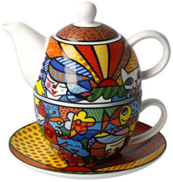 Goebel Tea for One Teetasse mit Teekanne zum Sammeln Romero Britto Garden, 0,35L, 66-452-71-1