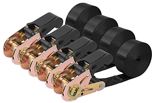 Ayaport Spanngurte mit Ratsche 1100kgs 2,4m spanngurt kleine transportgurt Mini zurrgurte ratschengurte 2,5mm Schwarz (2,4 m – 4 Stück)