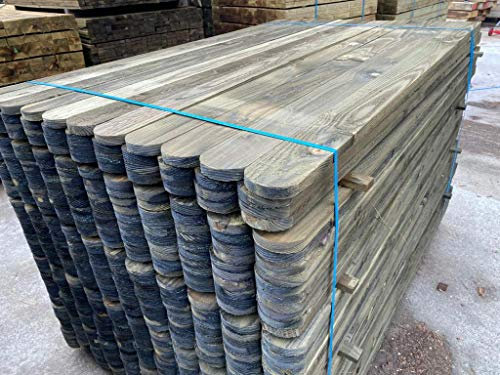 Premium Picket Garden Fencing Pales Timber Treated Wood Fencing Boards (4 x 4ft (Rounded Top), Pack of 30)