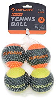 SKIPDAWG Ball Hundeball Tennisball mit Quietscher 4er Set sehr gut für Ballschleuder