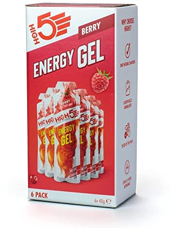 HIGH5 Energy Gels - Schnelle Energiezufuhr mit Sport Gel für Spitzenleistung - Mit natürlichem Fruchtsaft, koffeinfrei - Energie Gel für Laufen, Running, Marathon, Radsport, Ausdauer (Beere, 6 x 40g)