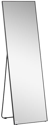 HOMCOM Full Length Dressing Mirror, Floor Standing or Wall Hanging, Aluminium Alloy Framed Full Body Mirror for Bedroom, Living Room, 50 x 161.5cm, Black