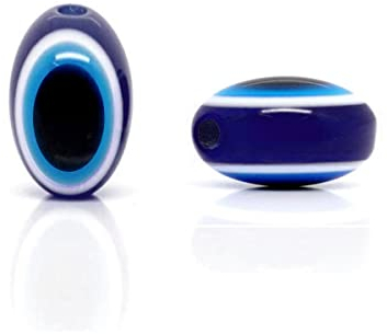 Perlin 100Stk Nazar Boncuk Boncugu 8x6mm Oval Boese Auge, Blaues Auge Blau Farbe Perlen Set, Evil Eye Beads, Türkischer Glücksbringer, Gastgeschenke Amulett