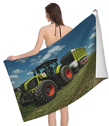 Kroity Strandtuch XXL, Traktor, 100 x 200 cm, Strandtuch, Mikrofaser, gut für Strandreisen, Yoga (A5,70 x 140 cm)