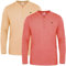 JRC 2 Pack Mens Long Sleeve Henley Shirts, Lightweight Henley Tops for Gym, Running & Casual Outings (Peach Amber & Sheep Skin, XL)