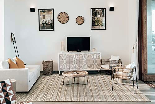 HAMID - Alfombra Yute Lana Olivia, Alfombra Lana y Yute, Tejida a Mano Tejida para Salon, Dormitorio, Sala de Estar, Blanco Natural, (60x110cm)