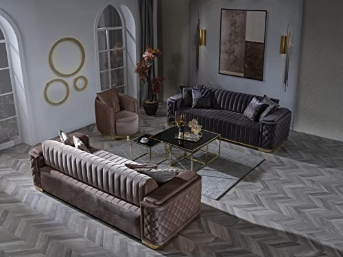JV Möbel Chesterfield Sofagarnitur Couch Polster Set 3tlg. Garnitur Sofa Couchen Samt