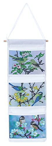 JinZeYou Wand Hängen Tasche, 5D DIY Diamond Art Painting Wand Tür Hängetasche Aufbewahrungstasche, mit 3 Taschen für Kinderzimmer Badezimmer Schlafzimmer