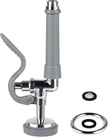 KWODE Pre-Rinse Spray Valve Commercial Sink Sprayer Replacement Head for Restaurant Industrial Pre Rinse Faucet 1.42 GPM High Pressure Dish Sprayer Nozzle with Hand Grip Assembly (Gray)