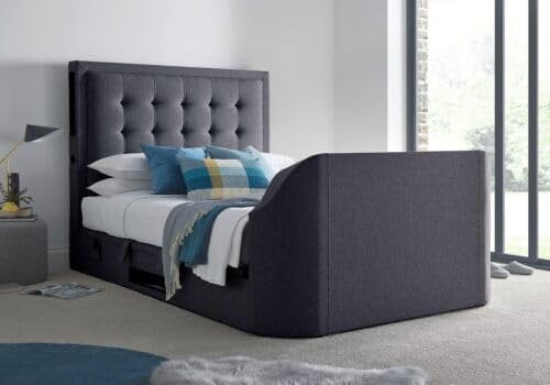 Titan 4.1 Multi Media Ottoman Storage TV Bed in Slate Grey - Super King Size