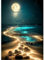 Lune DIY Peinture Diamant Adulte, Plage Diamond Painting Enfant Diamant Kits de Broderie au Point de Croix Diamant Strass Point de Croix Painting pour Murale Décoration 30x40cm