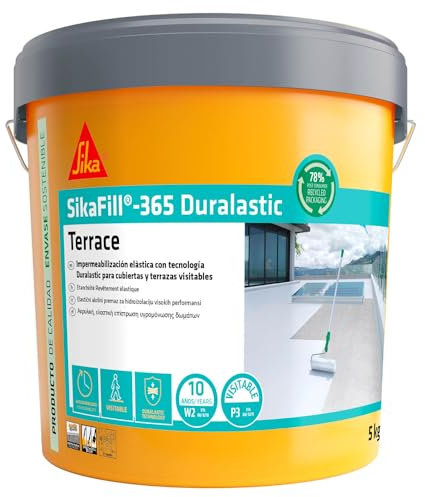 SIKA - Revestimiento acrílico - SikaFill 365 Terrace - Rojo - Impermeabilización para cubiertas y terrazas visitables - protección de paredes medianeras y puenteo de fisuras - 20kg