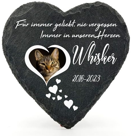 Individueller Personalisiert Herzform Tiergrabstein Schiefer Gedenkstein für Hund, Katze und andere Haustiere Tiere - Größe | 10 x 10 cm | - Kleine Herzen