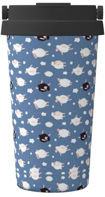 FUkker Tazza da caffè isolata, tazza da viaggio da 500 ml Tazza da caffè tumbler isolata in acciaio inossidabile,Pecora nera