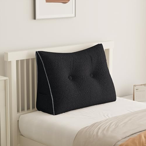 Rucener Großen Rückenkissen Dreieckigen Kissen Sofakissen HohenKopfteil Kopfkissen für Bett Perfekt AlsKissen Zum Fernsehen und Lesen Gibt Es in Vielen Größe Elegant Schwarz 60CM