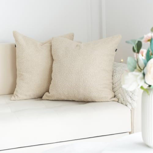 Teddy Kissenbezug 40x40 Beige – Weicher Plüsch Sofakissen Bezug – Kuscheliger Kissenbezug für Couch & Dekokissen – Flauschige Kissenhülle – Waschbar, Stilvoll & Gemütlich für Wohnzimmer & Sofa